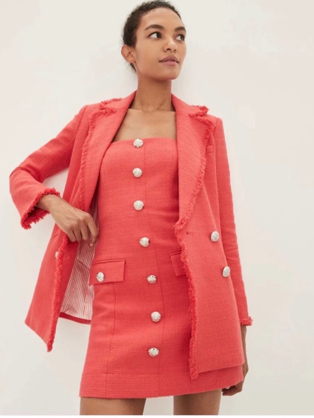 VERONICA BEARD Nayeli Dickey Blazer JacketTweed  Watermelon Coral size 00 NWT